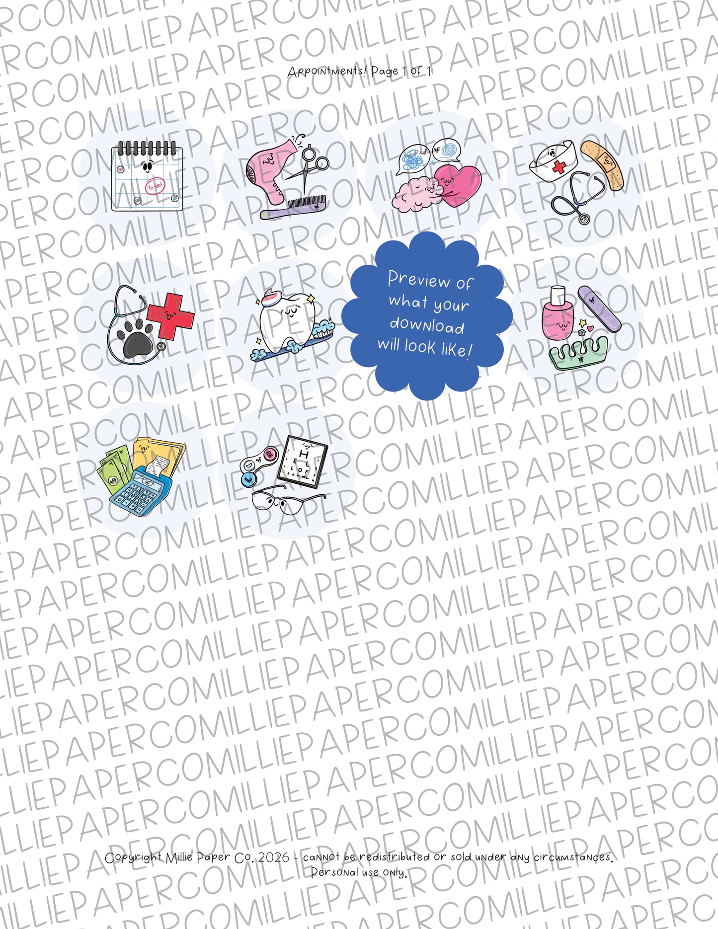 Appointments DIGITAL DOWNLOAD Calendar Button Fridge Magnets