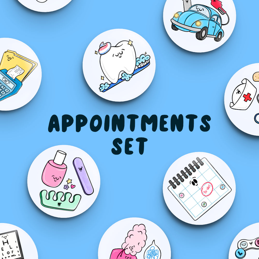 Whole Set APPOINTMENTS Calendar Button Magnets