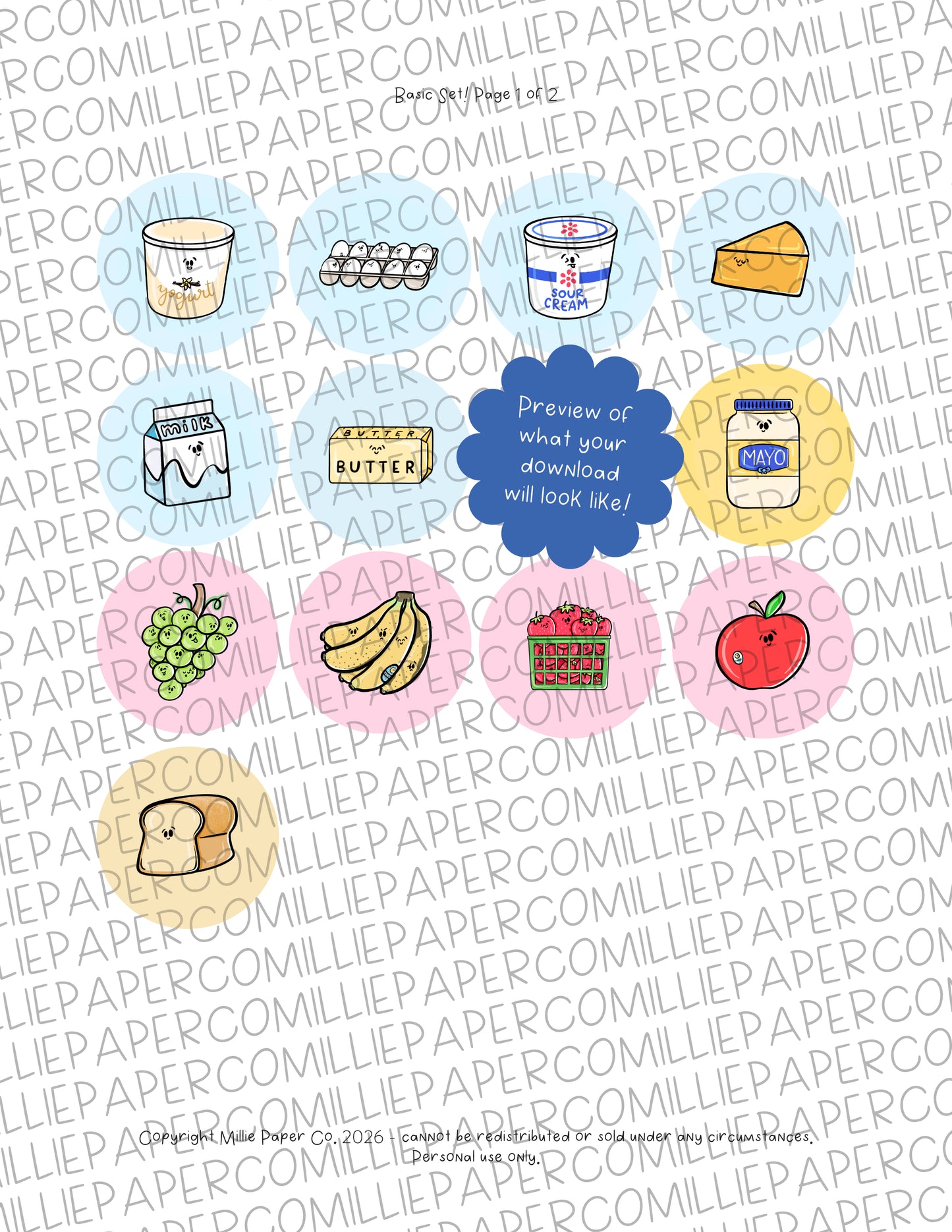 Whole Set DIGITAL DOWNLOAD Basics Button Fridge Magnets