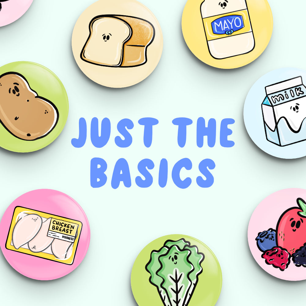 Whole Set BASICS Button Fridge Magnets