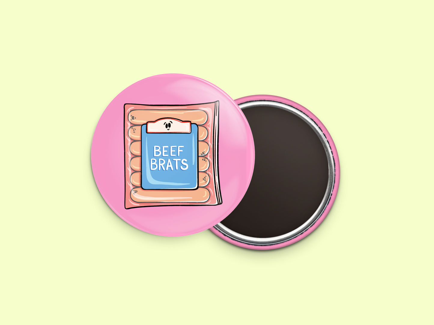 Beef Brats Button Fridge Magnet