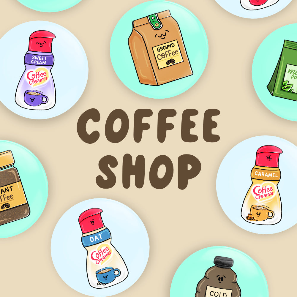 Whole Set COFFEE Button Fridge Magnets