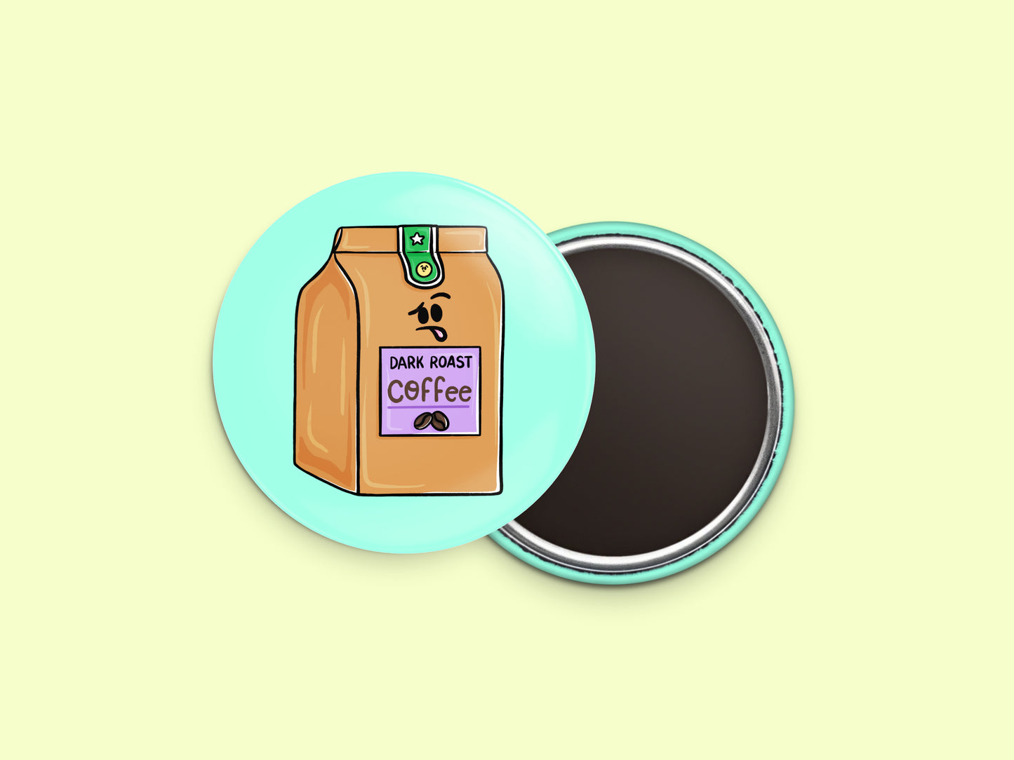 Dark Roast Coffee Button Fridge Magnet