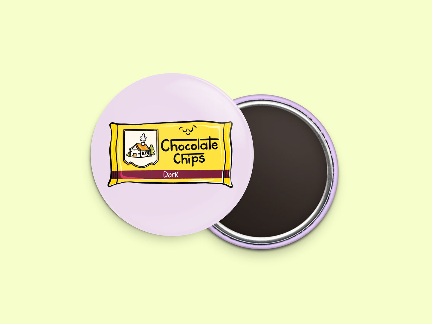 Dark Chocolate Chips Button Fridge Magnet