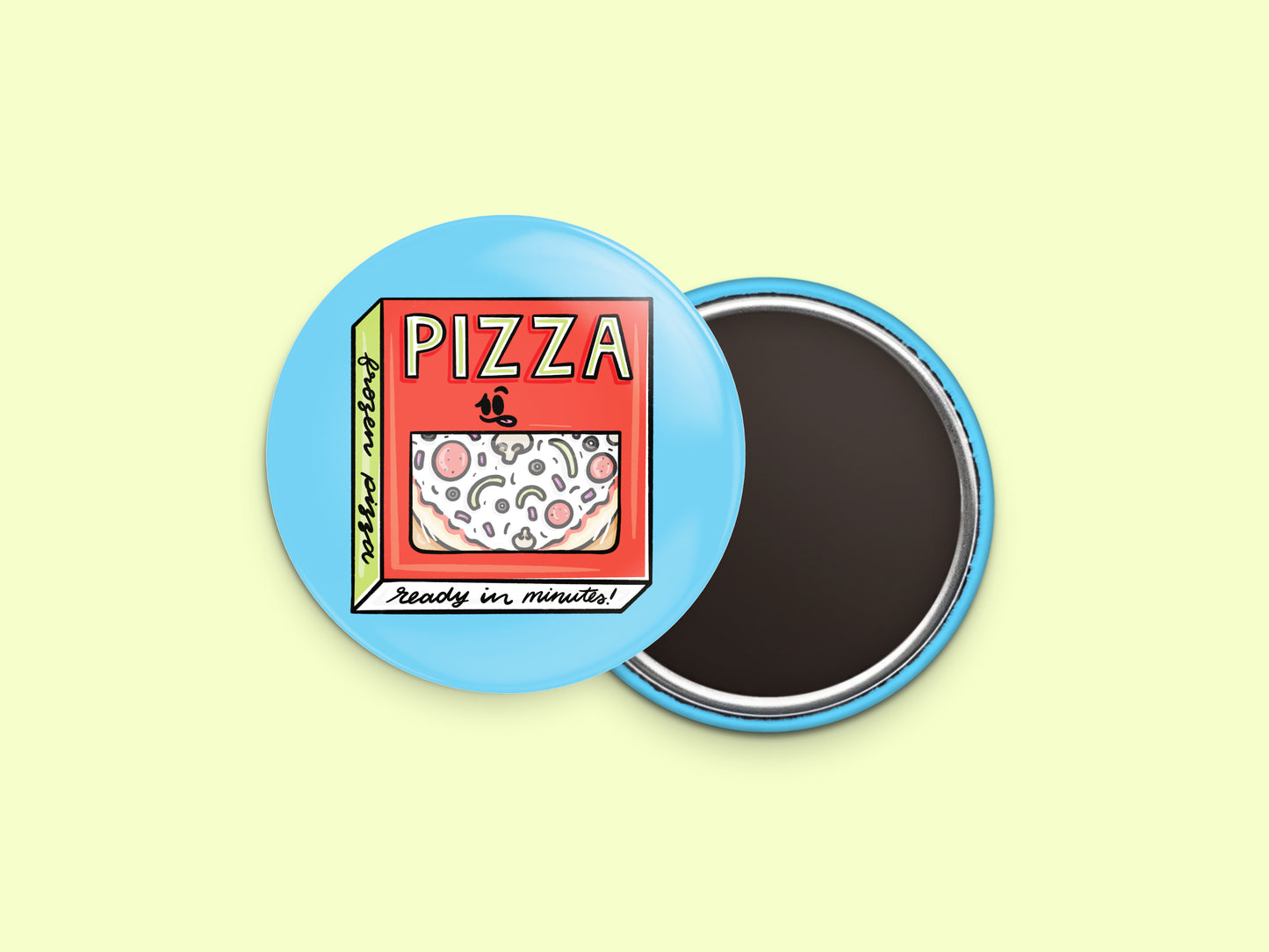 Frozen Pizza Button Fridge Magnet