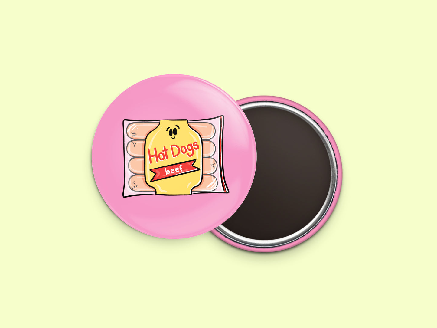 Beef Hotdogs Button Fridge Magnet