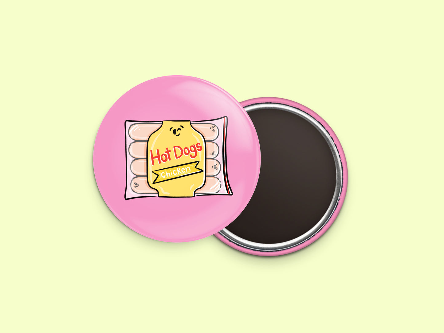 Chicken Hotdogs Button Fridge Magnet