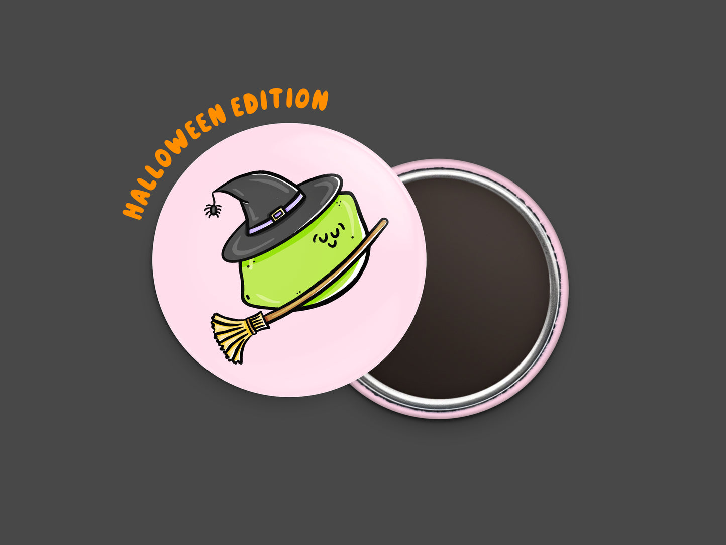 Witch Lime Button Fridge Magnet