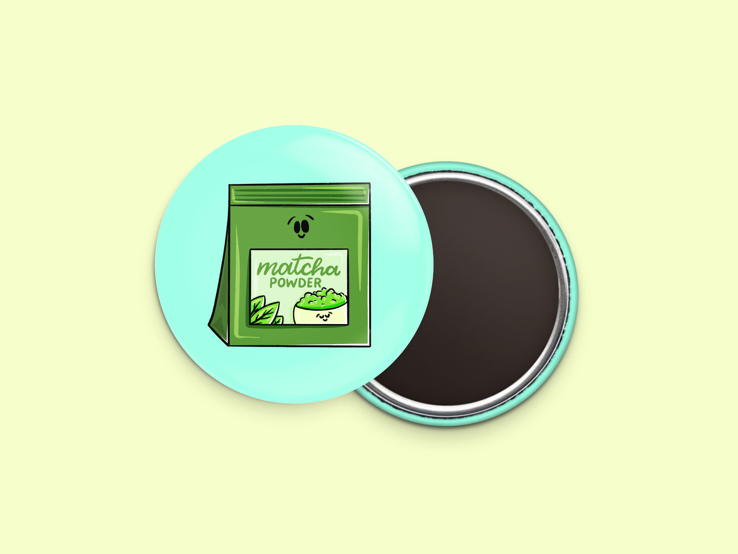 Matcha Powder Button Fridge Magnet
