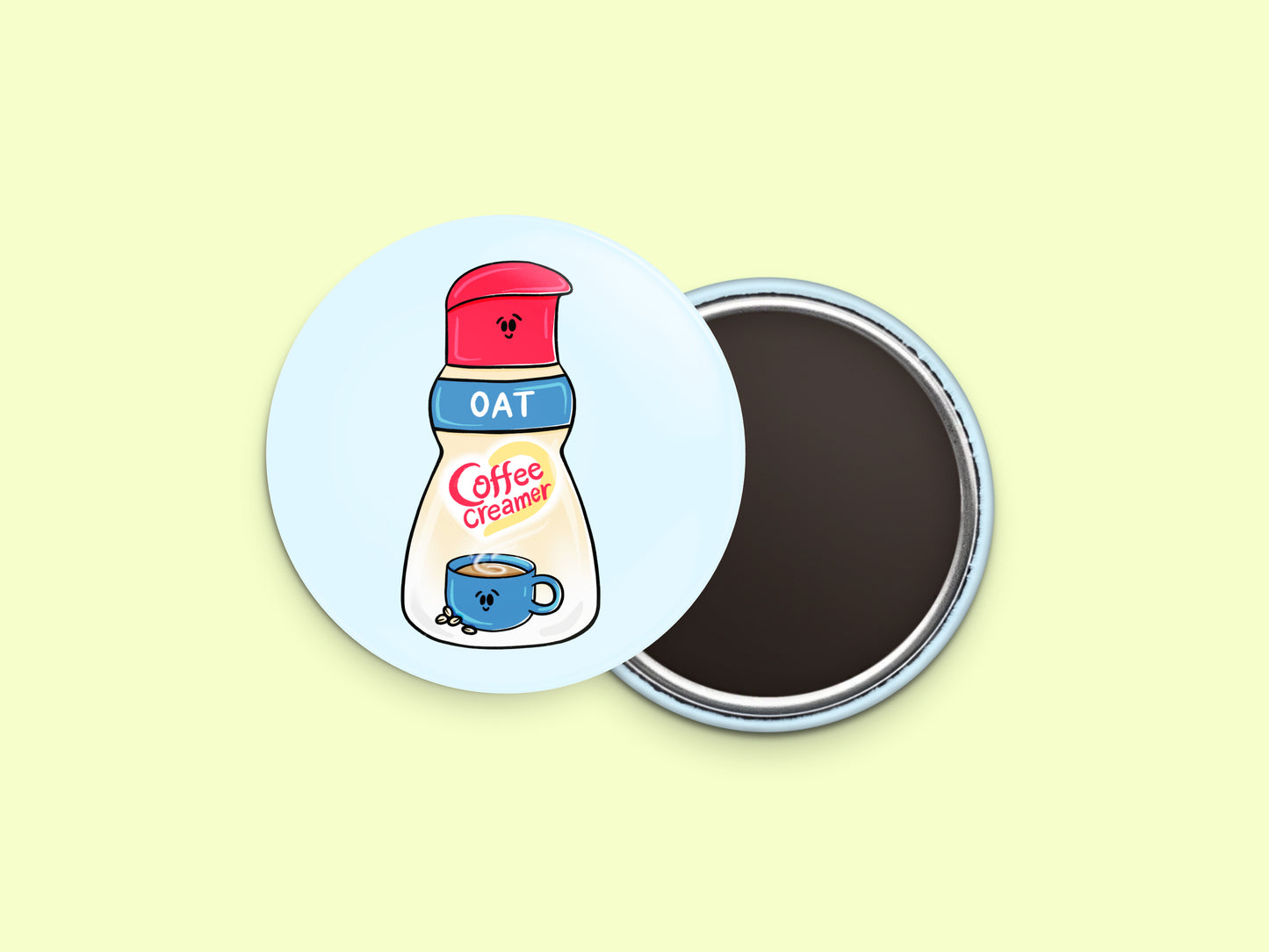 Oat Coffee Creamer Button Fridge Magnet