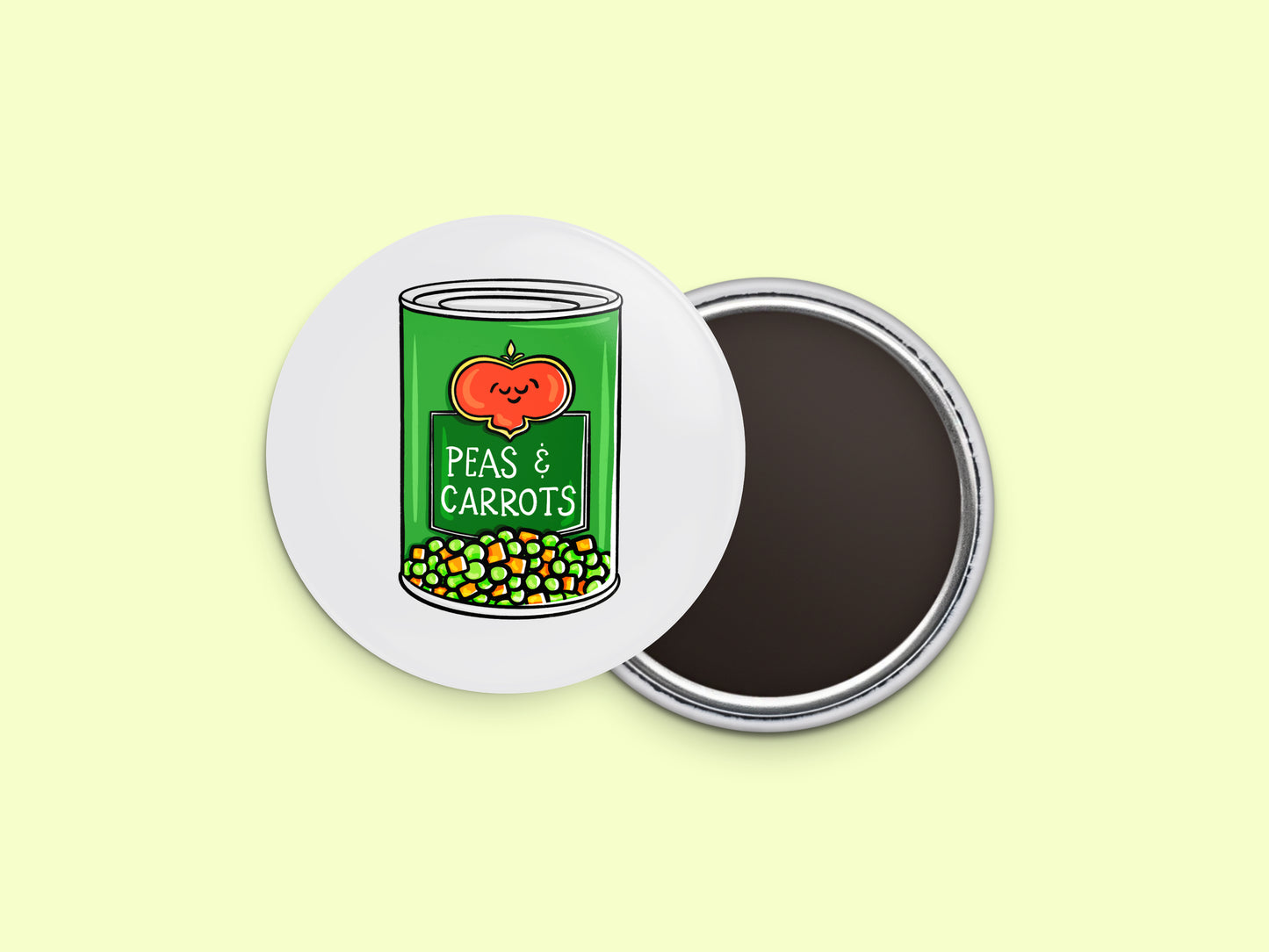 Peas and Carrots Button Fridge Magnet