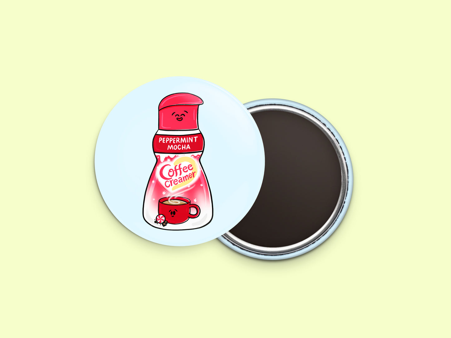 Peppermint Mocha Coffee Creamer Button Fridge Magnet