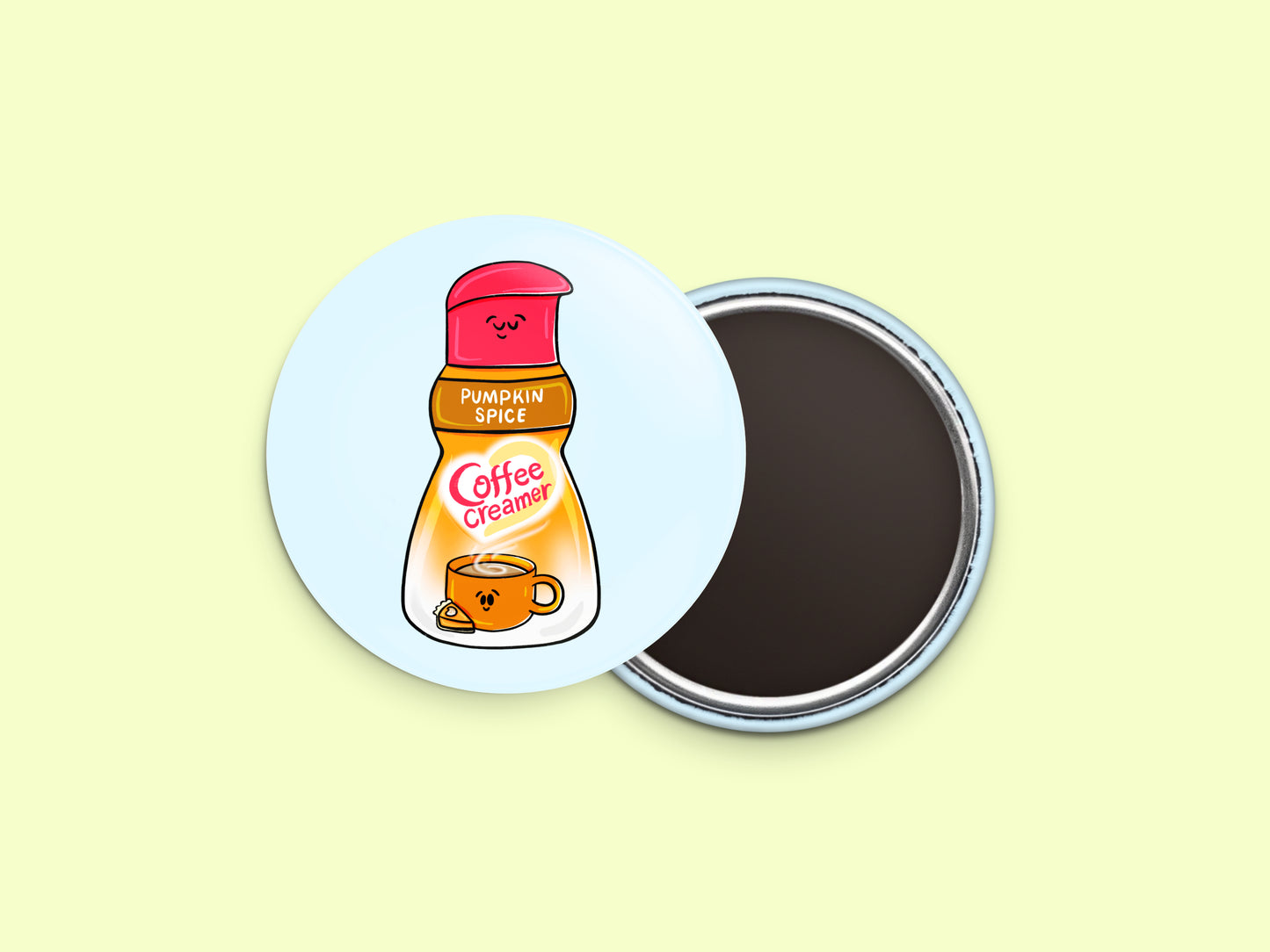 Pumpkin Spice Coffee Creamer Button Fridge Magnet
