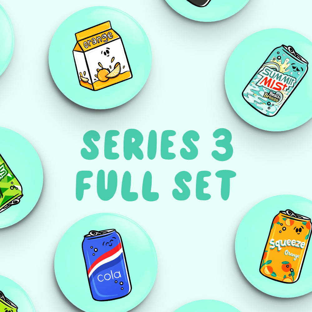 Whole Set of Series 3 DRINKS Button Fridge Magnets