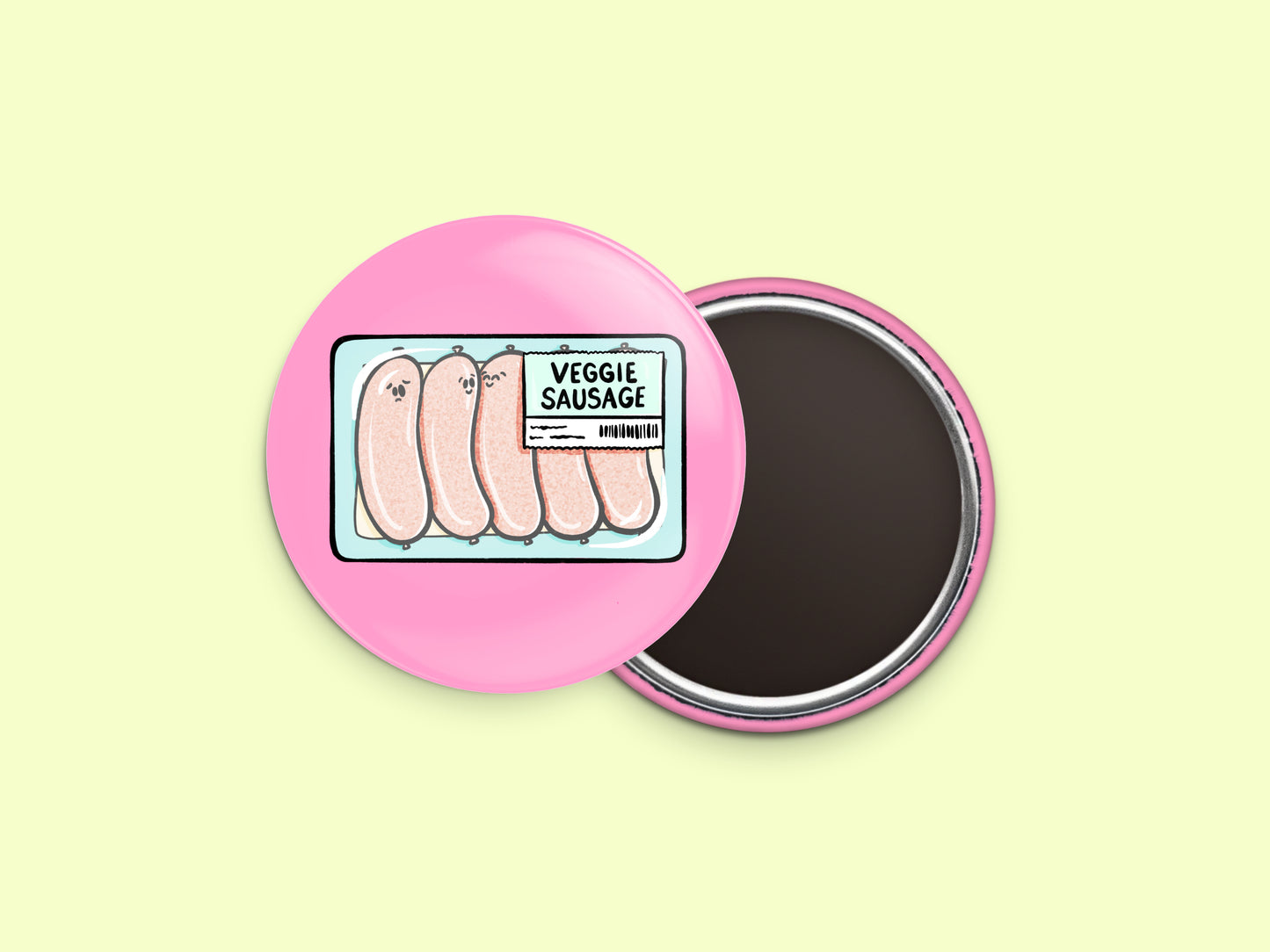 Veggie Sausage Button Fridge Magnet