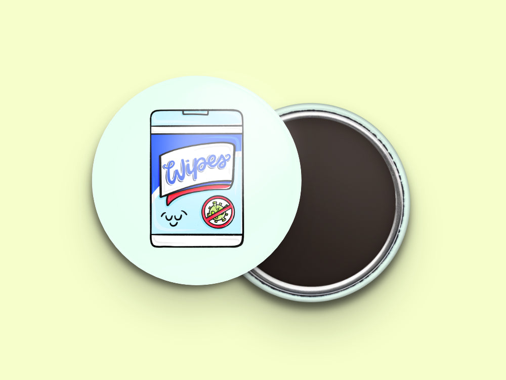 Cleaning Wipes Button Fridge Magnet
