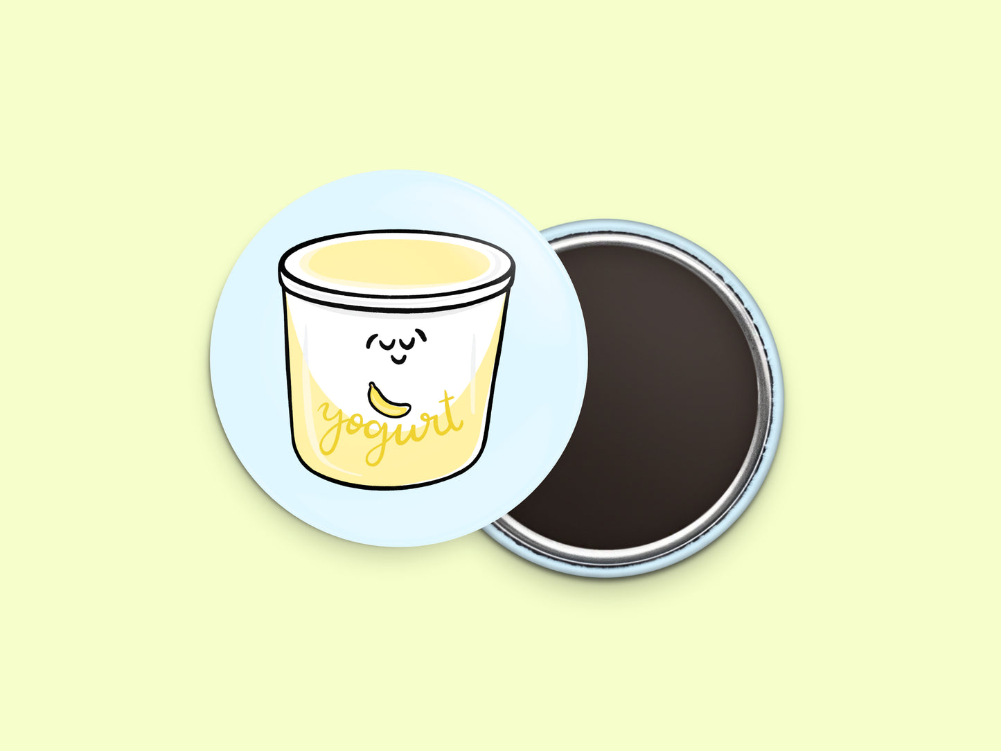 Banana Yogurt Button Fridge Magnet