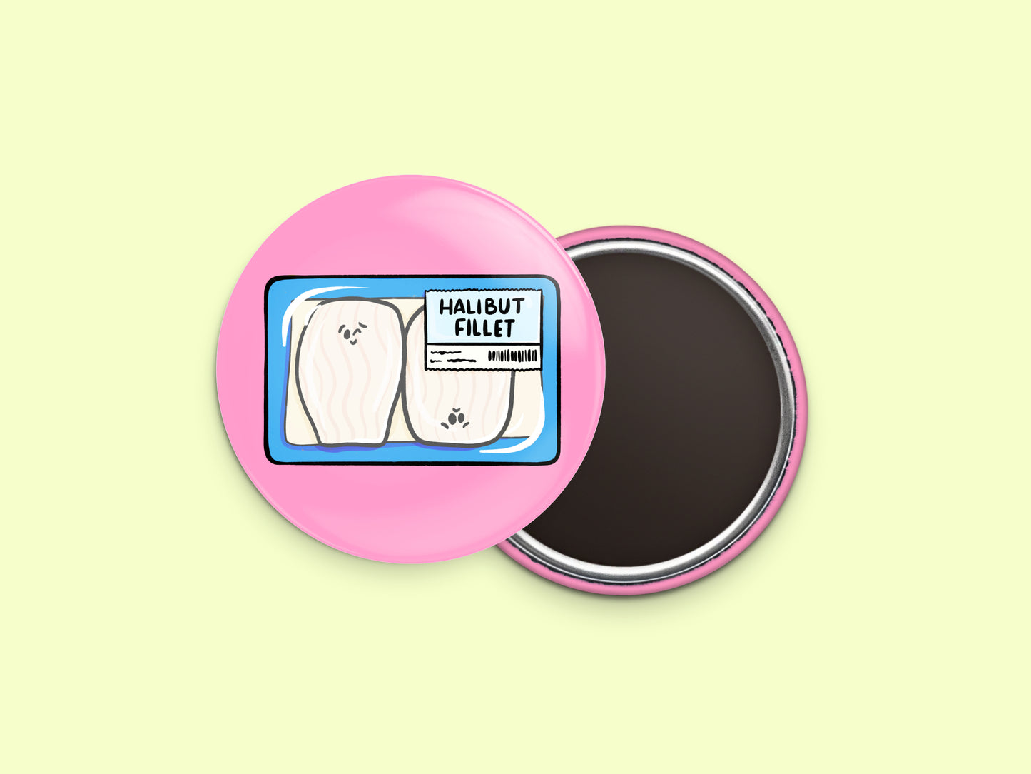 Halibut Fillets Button Fridge Magnet