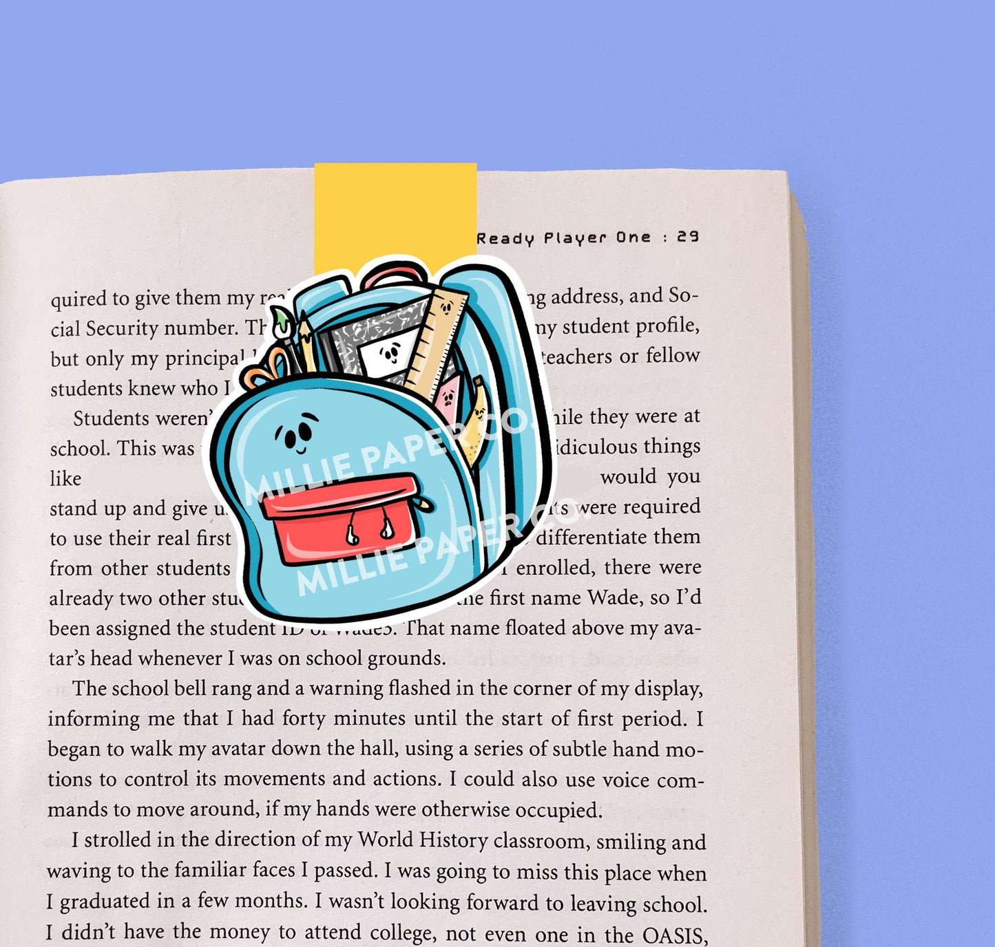 School Backpack Magnetic Bookmark