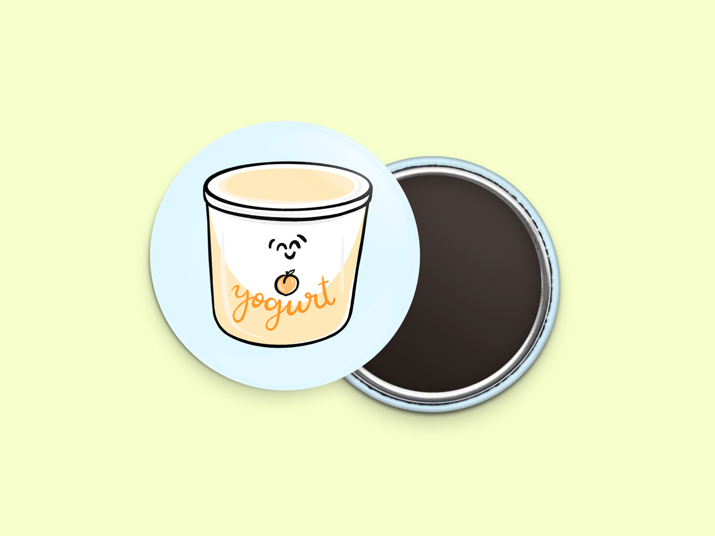 Peach Yogurt Button Fridge Magnet