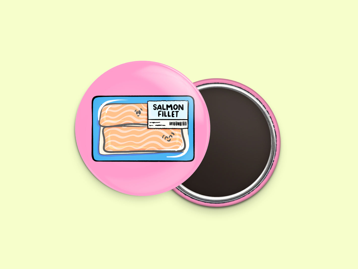Salmon Fillets Button Fridge Magnet