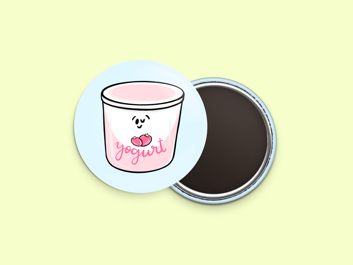 Strawberry Yogurt Button Fridge Magnet