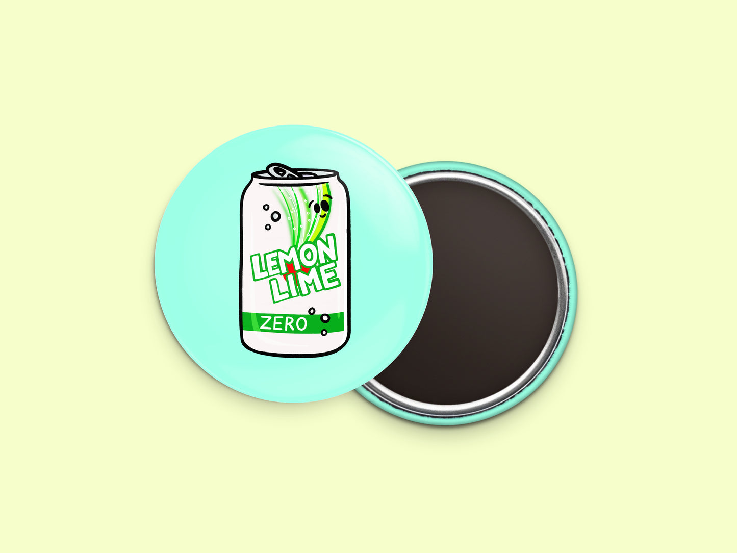 Lemon Lime Soda Zero Sugar Button Fridge Magnet