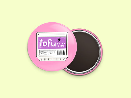 Extra Firm Tofu Button Fridge Magnet