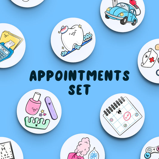 Whole Set APPOINTMENTS Calendar Button Magnets