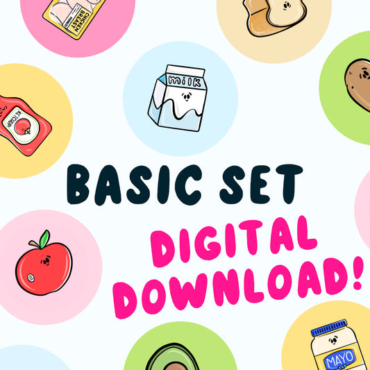 Whole Set DIGITAL DOWNLOAD Basics Button Fridge Magnets