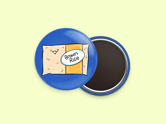 Brown Rice Button Fridge Magnet