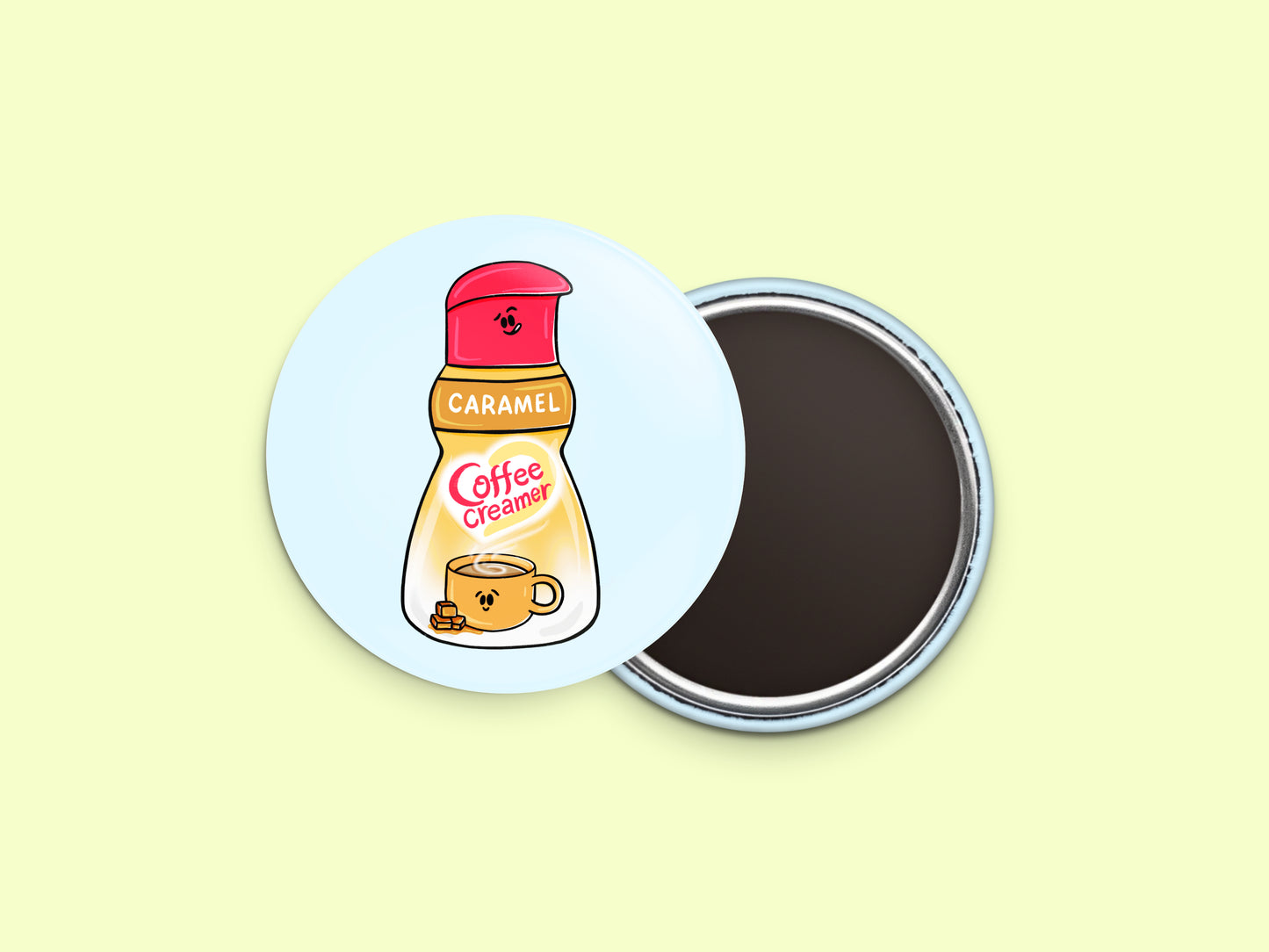 Caramel Coffee Creamer Button Fridge Magnet