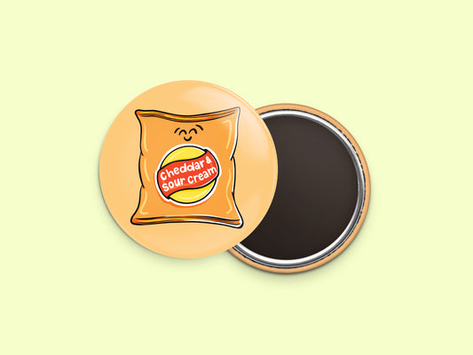 Cheddar and Sour Cream Chips Button Fridge Magnet