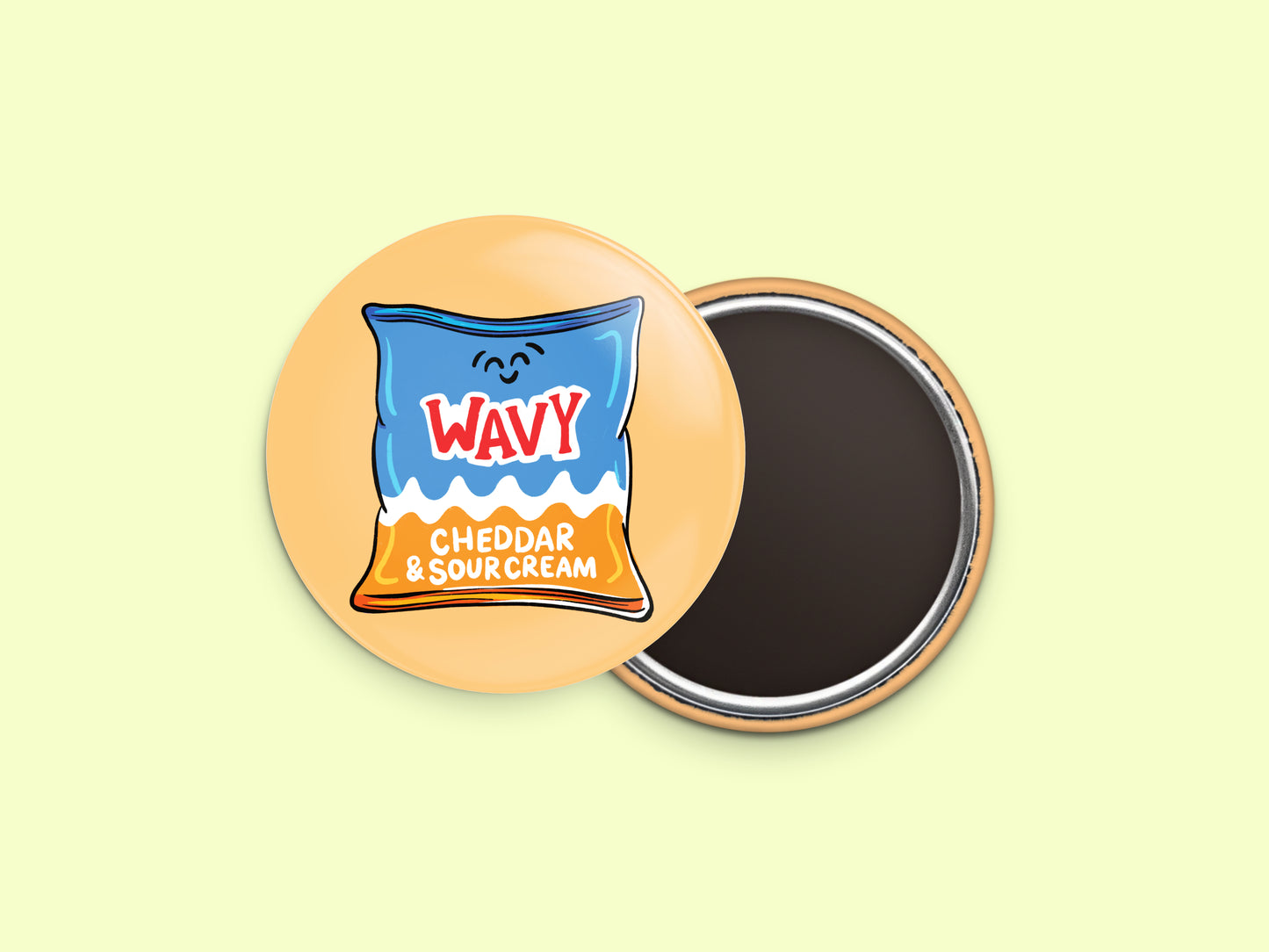Cheddar and Sour Cream Wavy Chips Button Fridge Magnet