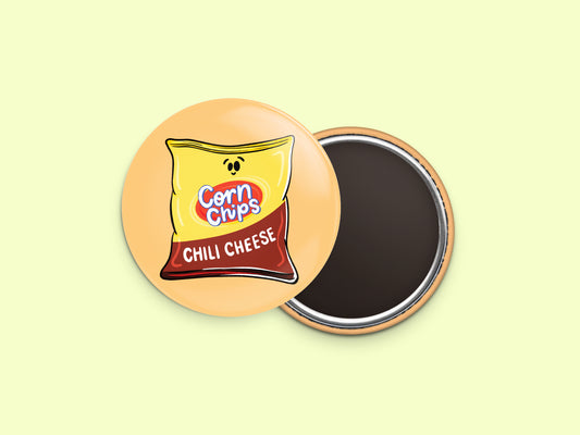 Chili Cheese Corn Chips Button Fridge Magnet