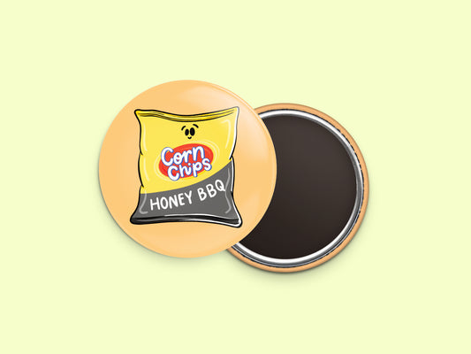 Honey BBQ Corn Chips Button Fridge Magnet