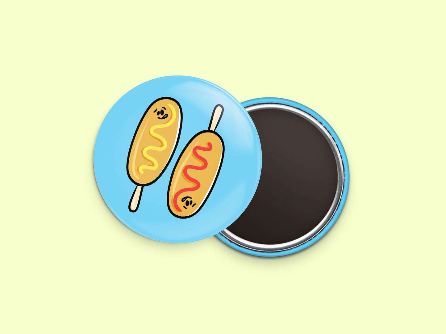Corn Dogs Button Fridge Magnet