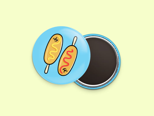 Corn Dogs Button Fridge Magnet