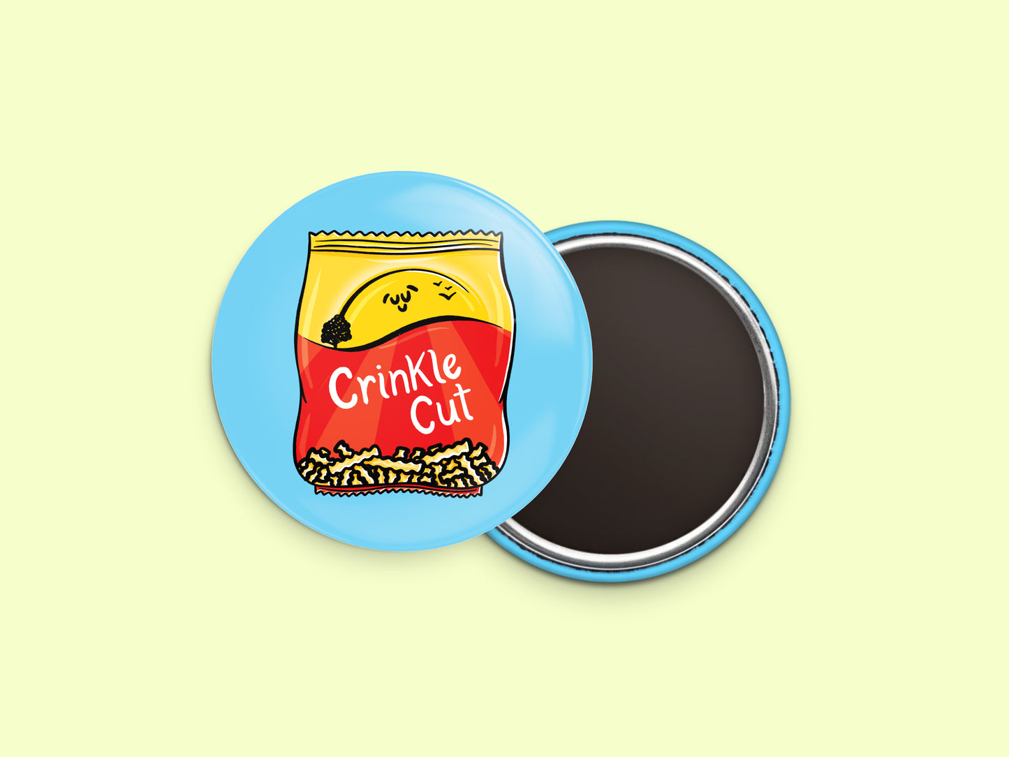 Crinkle Cut Fries Button Fridge Magnet