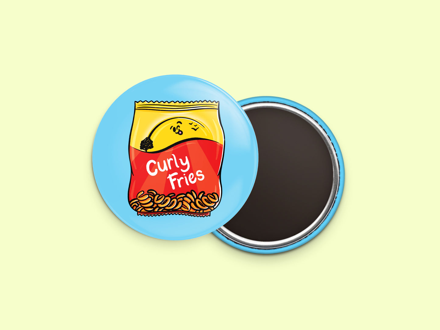 Curly Fries Button Fridge Magnet