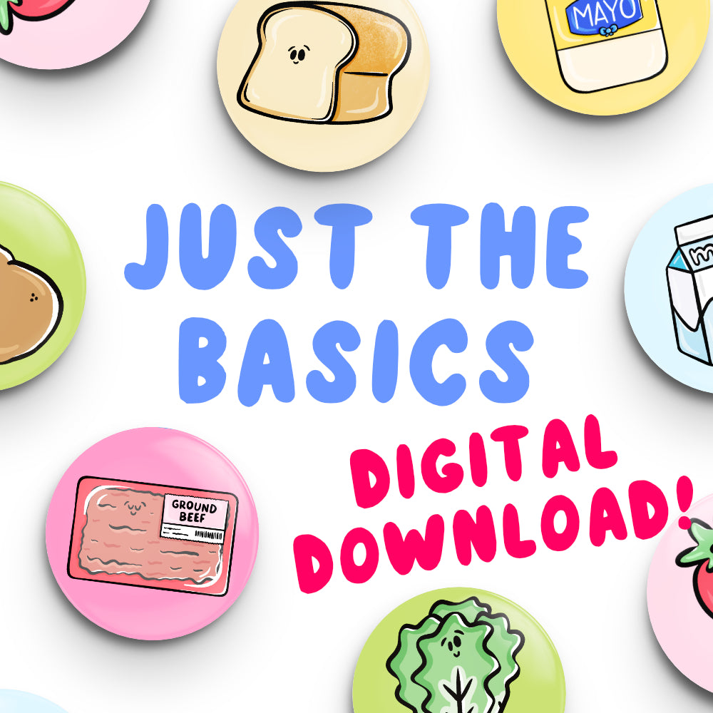 Whole Set DIGITAL DOWNLOAD Basics Button Fridge Magnets