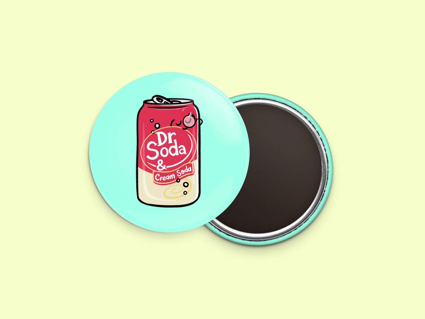 Dr Soda & Cream Soda Button Fridge Magnet