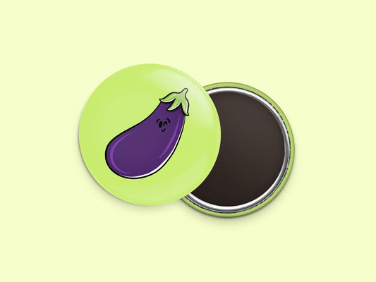 Eggplant Button Fridge Magnet