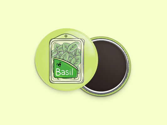 Fresh Basil Button Fridge Magnet