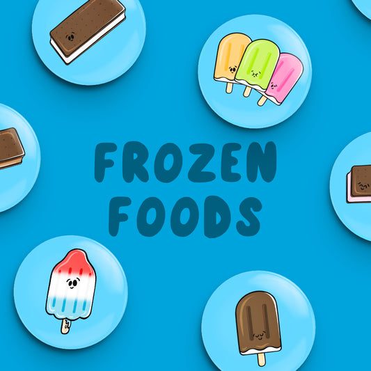 Whole Set of FROZEN FOODS Button Fridge Magnets