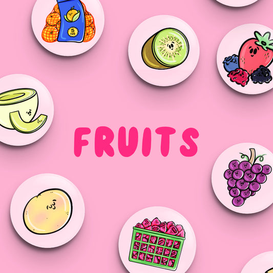 Whole Set of FRUITS Button Fridge Magnets