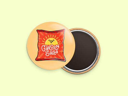 Garden Salsa Sunshine Chips Button Fridge Magnet