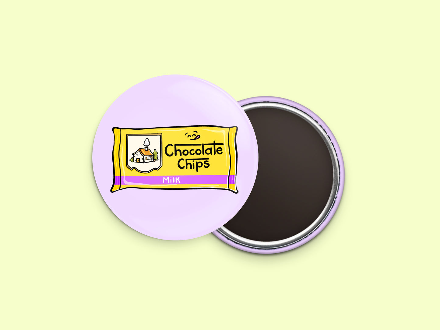 Milk Chocolate Chips Button Fridge Magnet