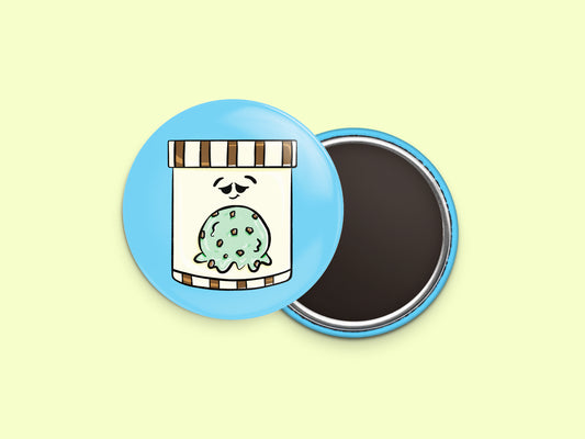 Mint Chocolate Chip Ice Cream Button Fridge Magnet