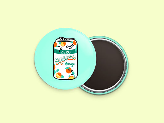 Orange Soda Zero Sugar Button Fridge Magnet